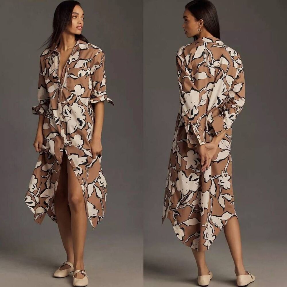 Anthropologie The Soren Long-Sleeve Shirt Dress by Maeve Size S